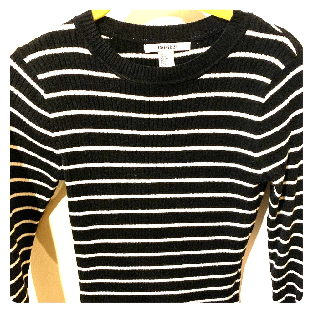 Black and white cream colored mini sweater dress